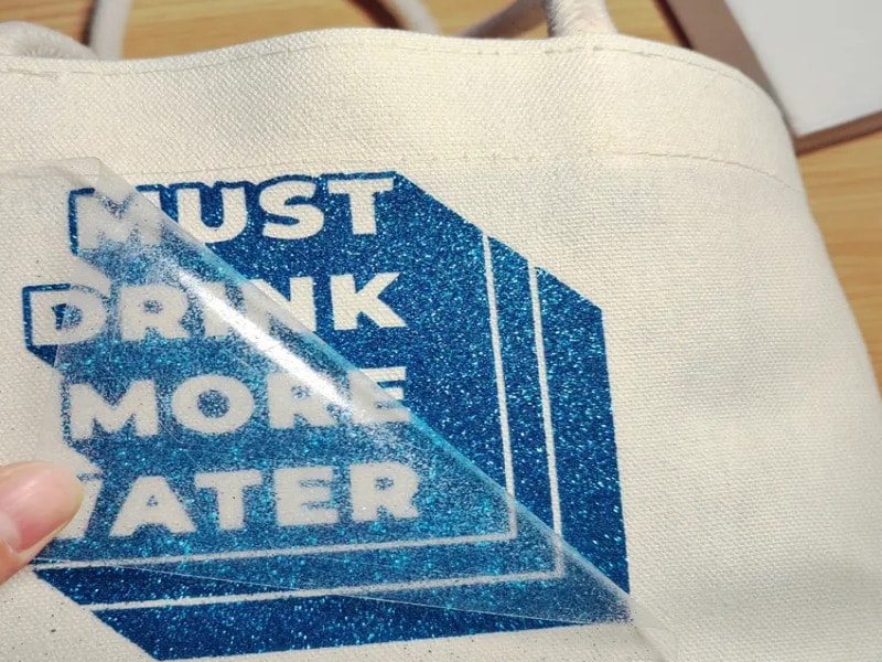 Heat transferred print on tote bag
