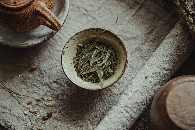 Thé vert, ching pulmonaire, tasse de thé