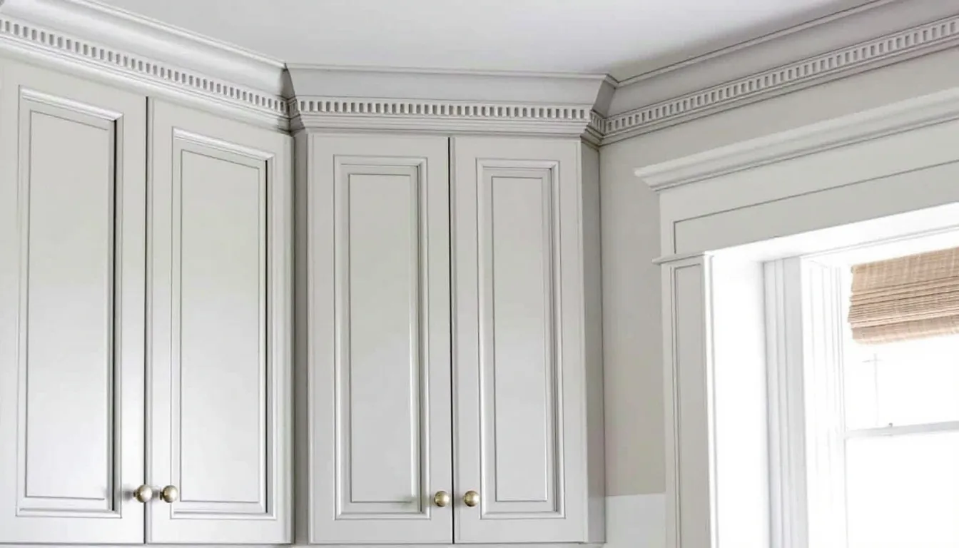 Elegant crown molding added to kitchen cabinets, enhancing the overall aesthetic.