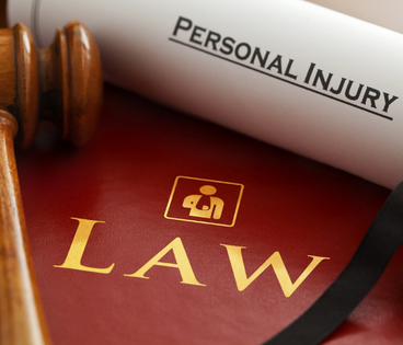 Personal injury law with gavel