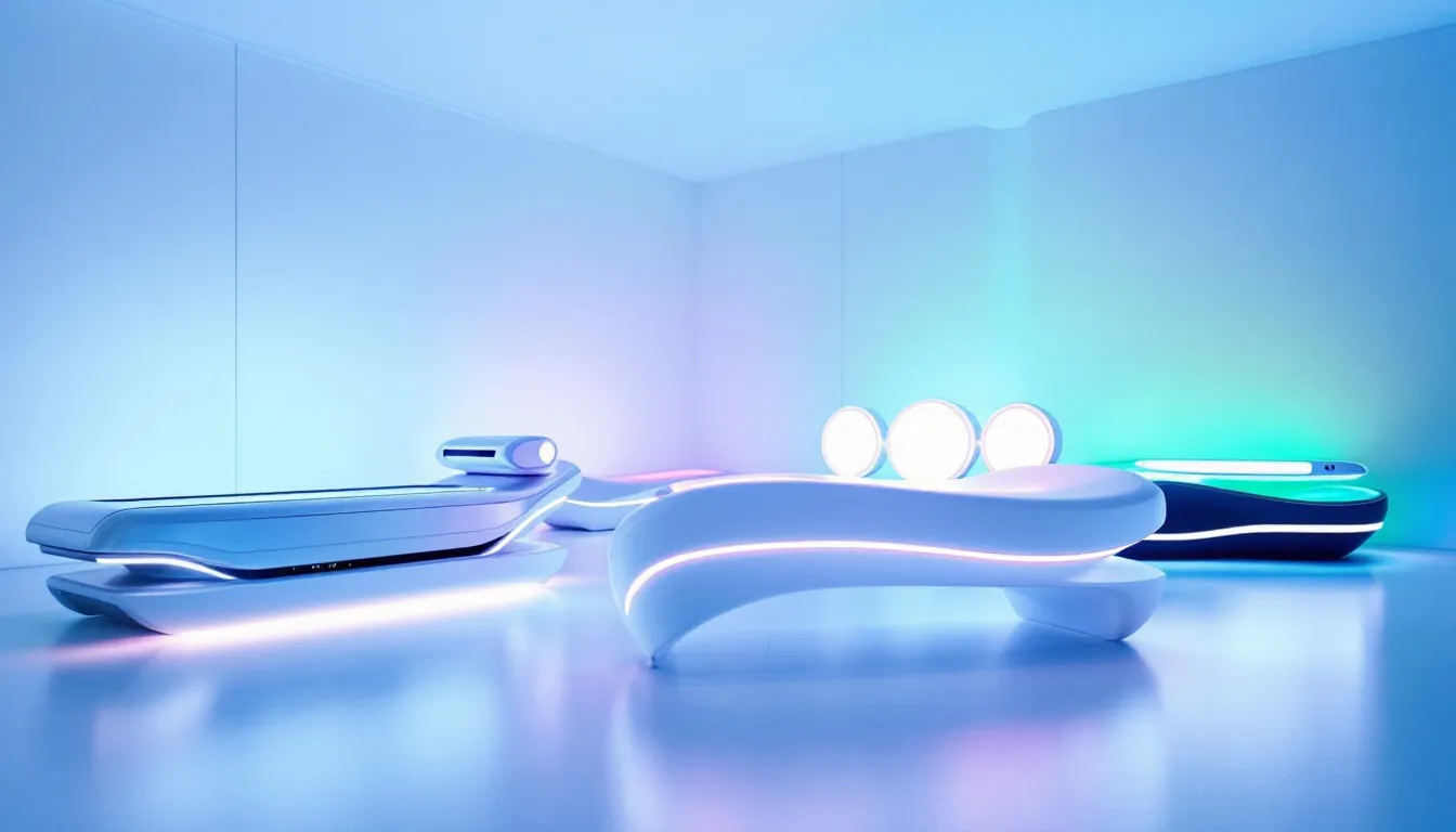 A visual comparison of different LED light therapy beds available in the market.