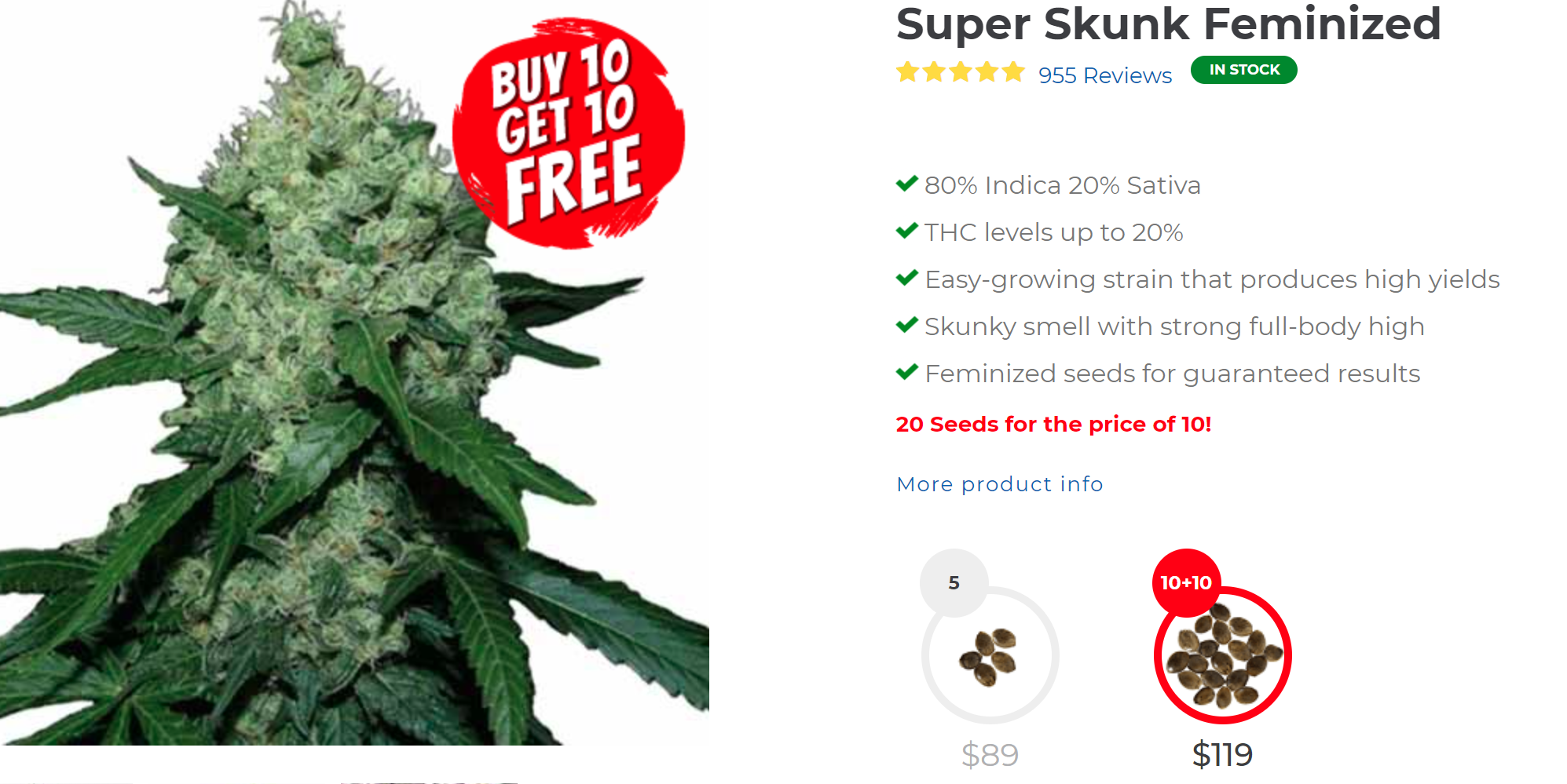 Super Skunk Feminized Cannabis Seeds