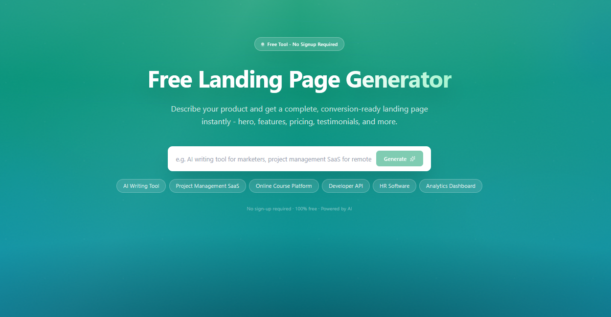 Featured image for free AI tools for founders - lead gen landing page designer, increase landing page conversions with a free custom landing page