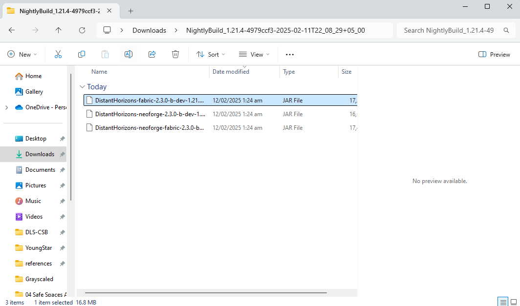 The extracted jar files of the mod.