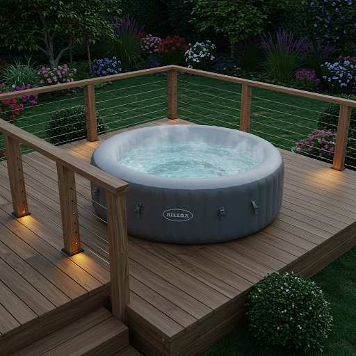 Inflatable hot tub, usually warm up pretty quickly