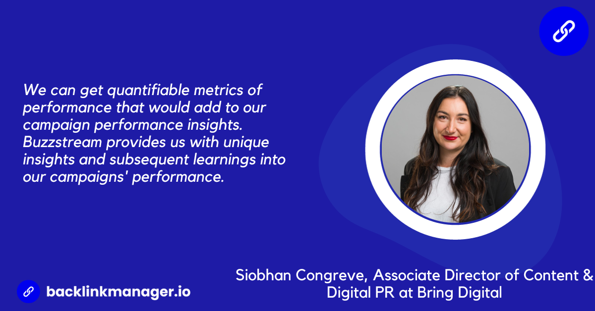 Siobhan Congreve, Associate Director of Content & Digital PR at Bring Digital