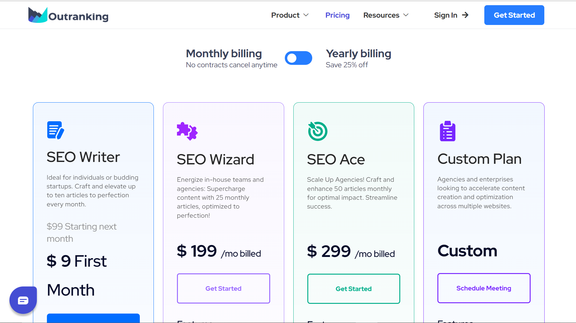 outranking pricing page