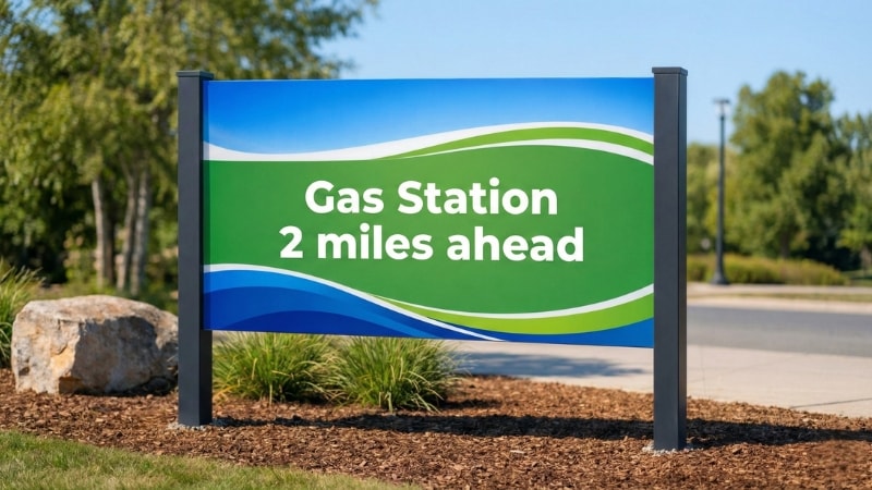 Outdoor signs made using printed vinyl