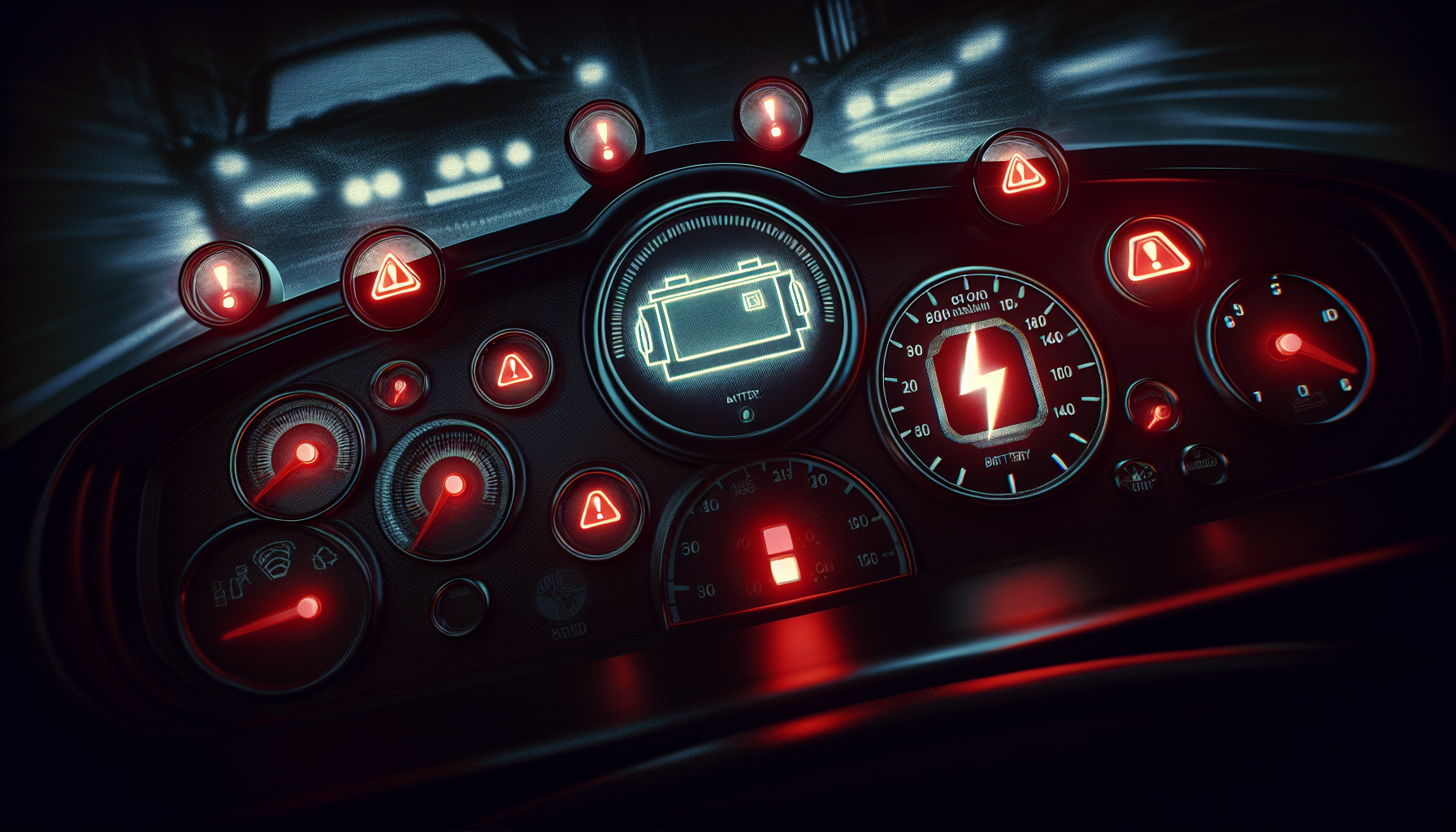 Illustration of dashboard warning lights related to voltage regulator problems