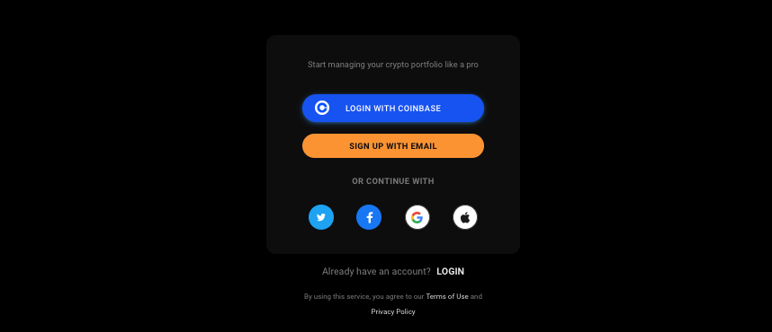 Login with Coinbase or Google