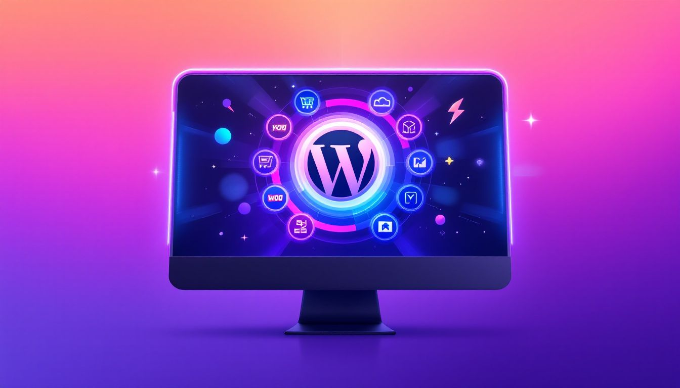 A collection of popular WordPress ecommerce plugins displayed on a computer screen. WordPress and Ecommerce: Top Tips and Tools for Success