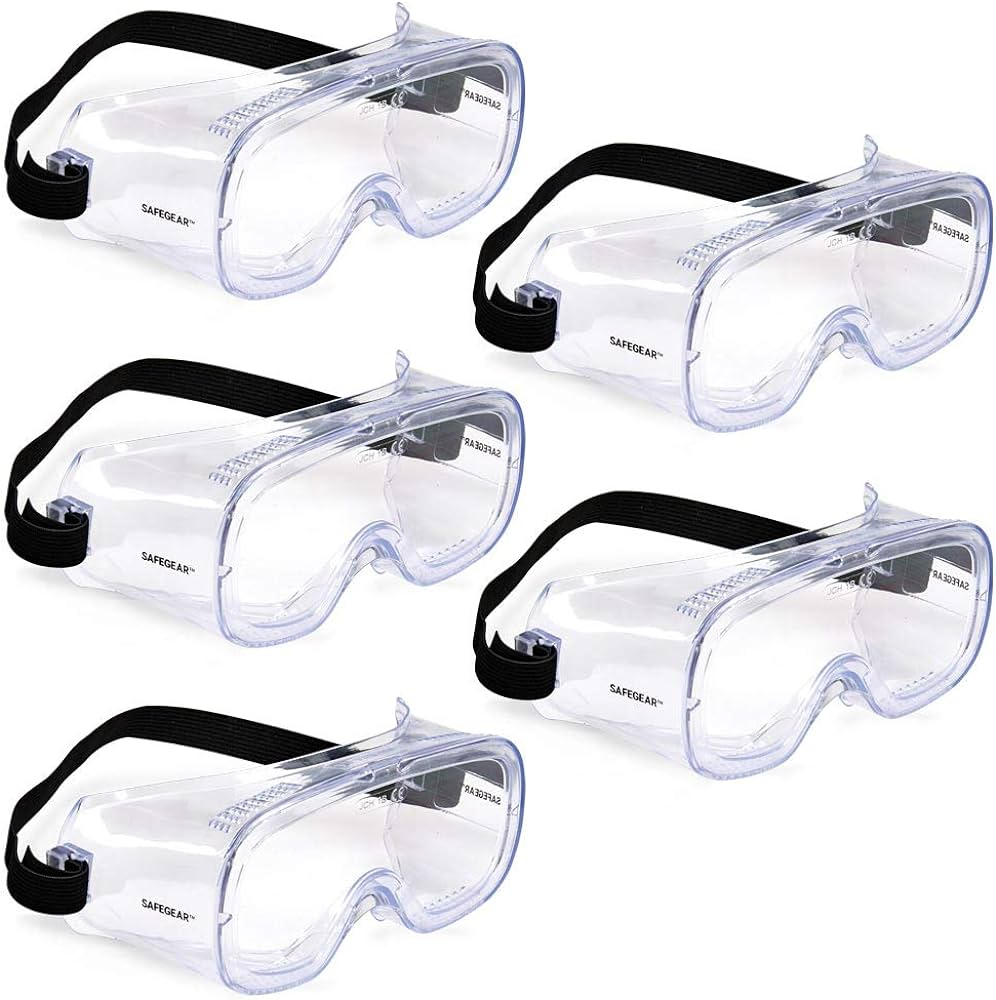 Variety of safety goggles with adjustable straps