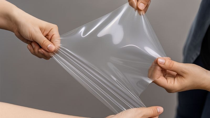 A PPF film is being stretched to test its durability