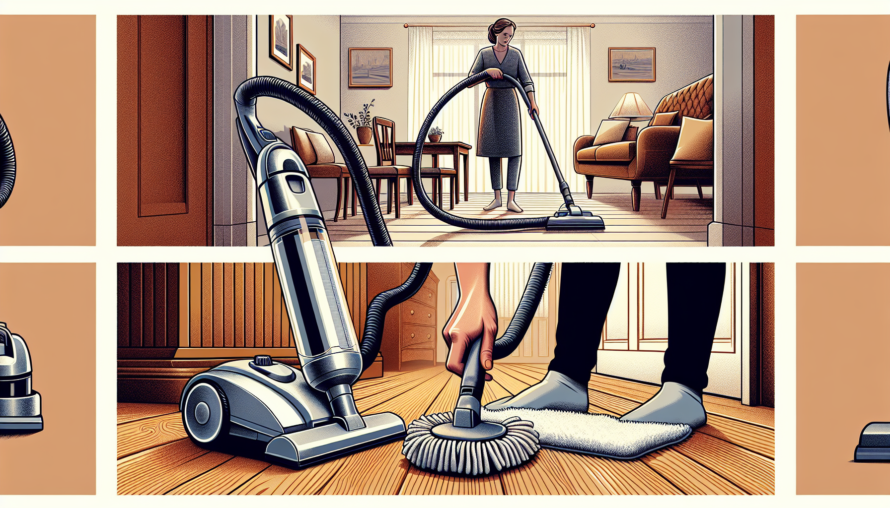 Vacuuming hard floors to prevent dust buildup