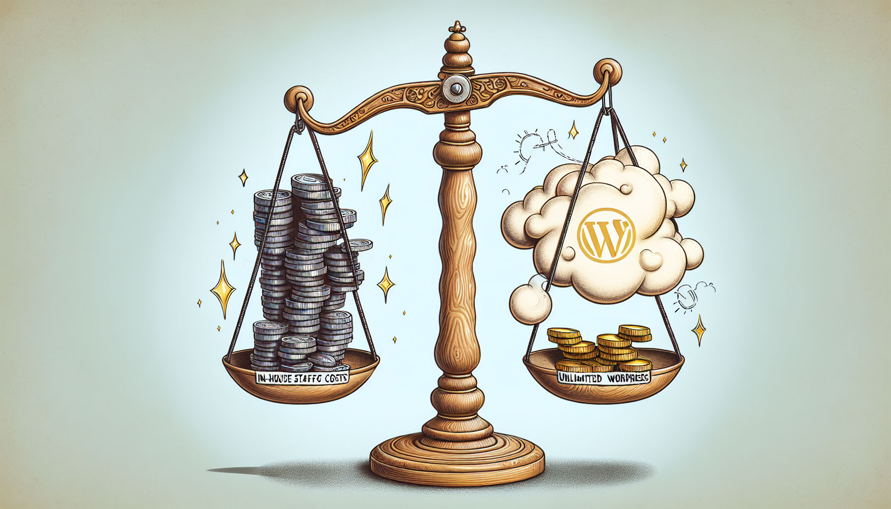 An illustration showing the cost-effectiveness of unlimited WordPress support.