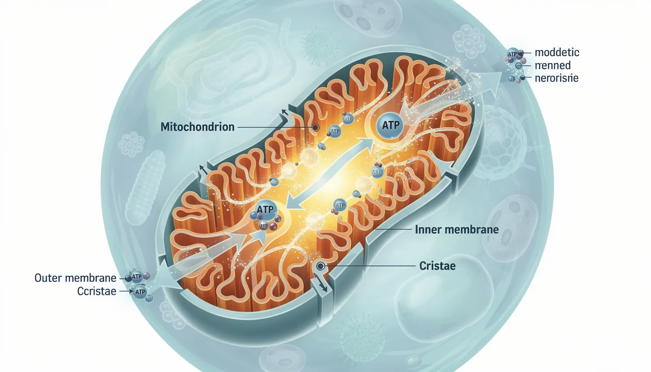 The illustration depicts a mitochondrion, the powerhouse of the cell, actively converting nutrients into energy, showcasing its crucial role in metabolic health and the body&rsquo;s energy metabolism. This process is vital for maintaining cardiovascular health and managing conditions related to metabolic dysfunction, such as diet-induced obesity.