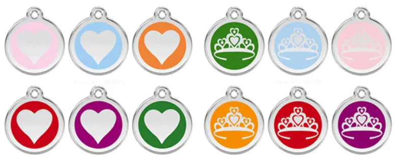 Trendy and stylish dog tags with vibrant colors and unique designs