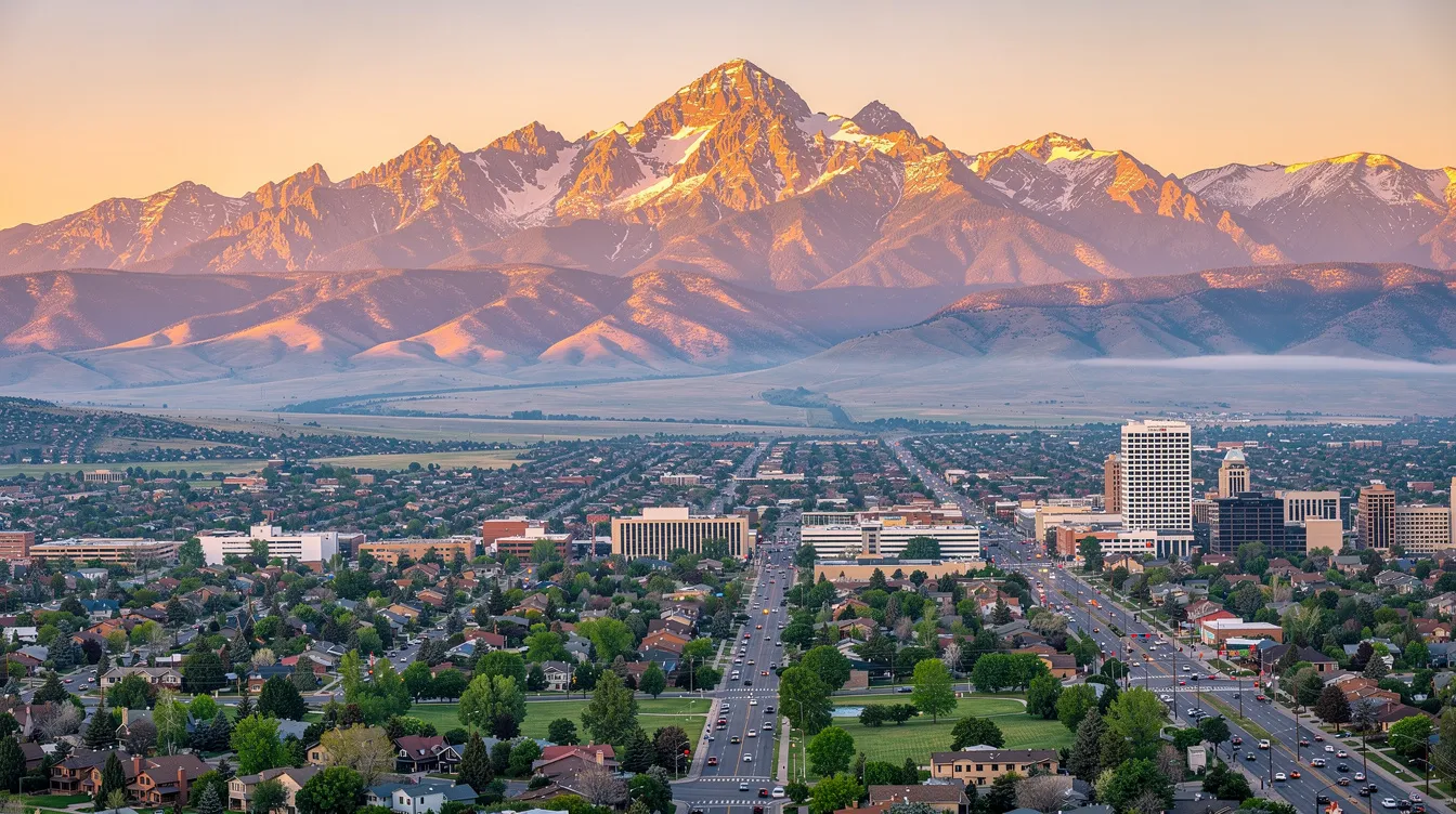 The image captures a stunning view of Pikes Peak towering over the city of Colorado Springs, with the urban landscape visible in the foreground. This scenic backdrop highlights the beauty of the area, where many injured workers may seek the assistance of experienced workers compensation attorneys for their claims related to workplace injuries.