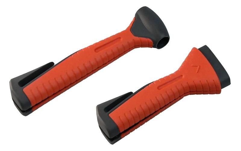 TPE overmolded power tool handle providing ergonomic grip and shock absorption over a rigid substrate