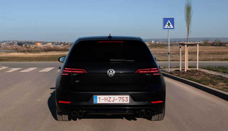 A car with LED tail lights on mexico road