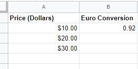 google sheets currency conversion