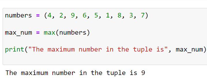 Finding The Maximum Item in a Tuple