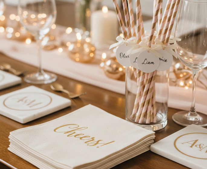 Matching Napkins, Straws, or Coasters with Custom Prints