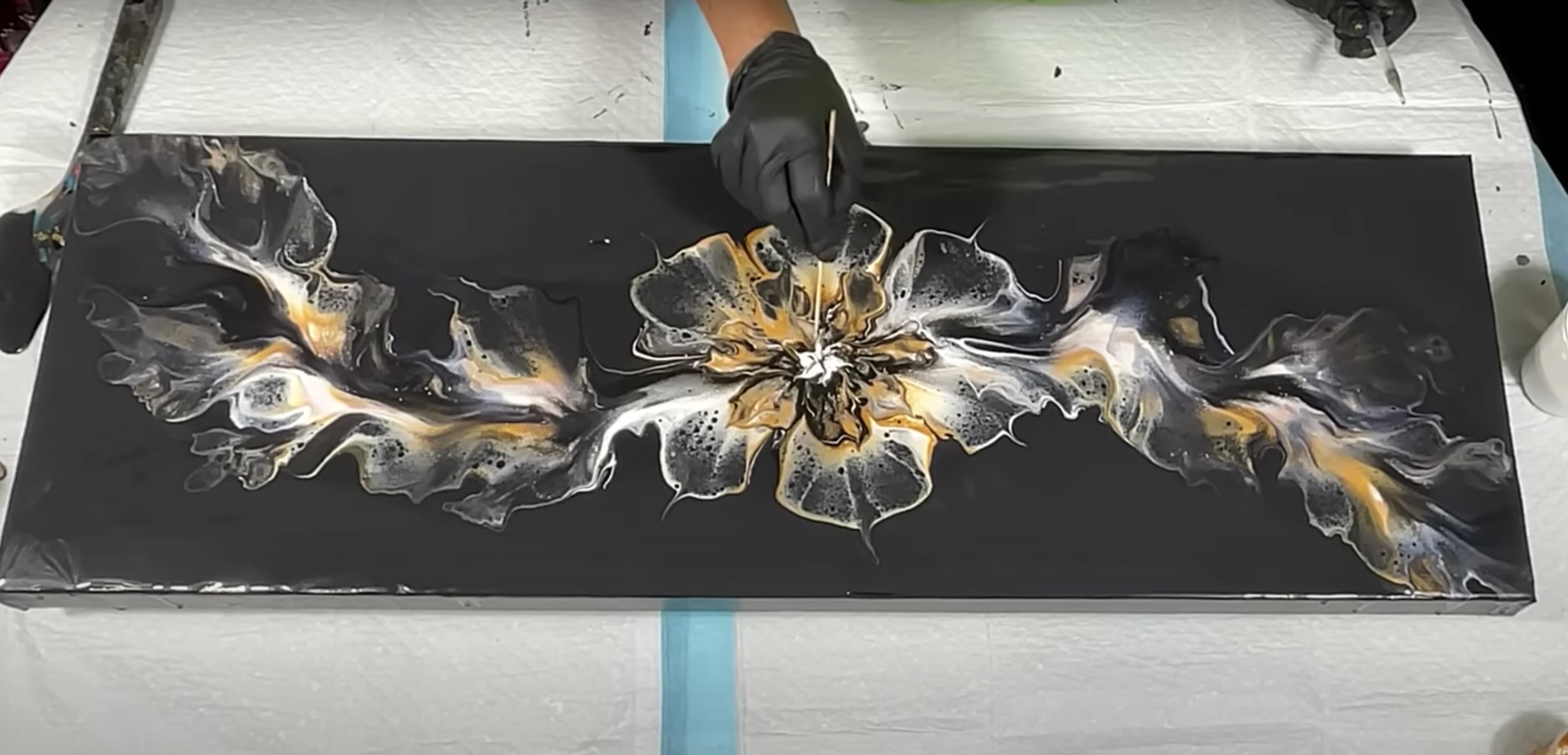 Acrylic Pour Painting Idea #1: Dutch Bloom On A Vine by Harmony House Art