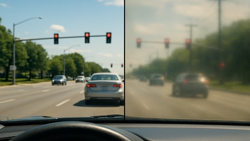 The glare in windshield tint is increasing progressively