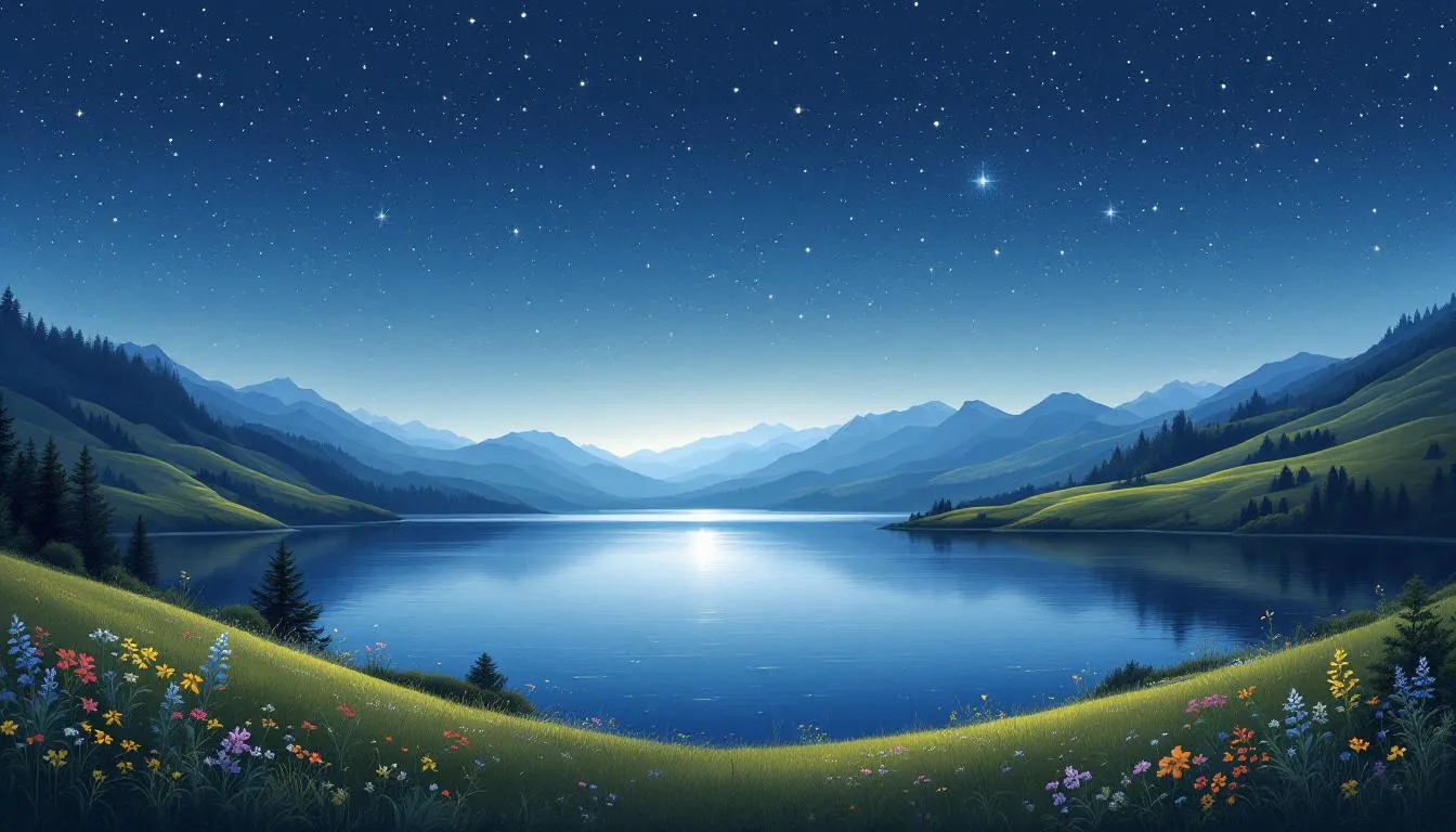 A peaceful night scene with stars and a serene landscape, representing natural sleep aids in New Zealand.