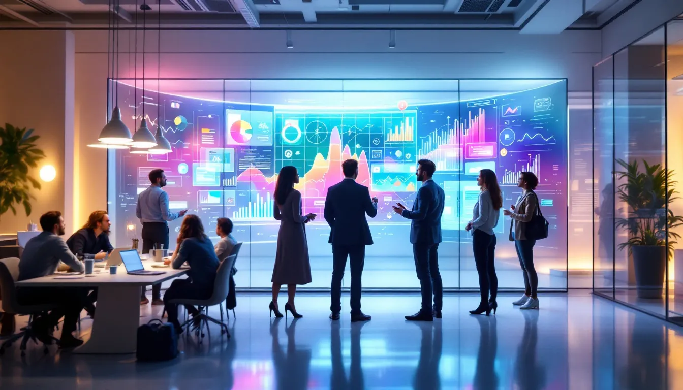 A team analyzing data and analytics for digital success.