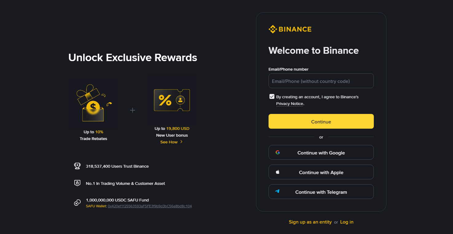 Sign up with Binance Referral ID