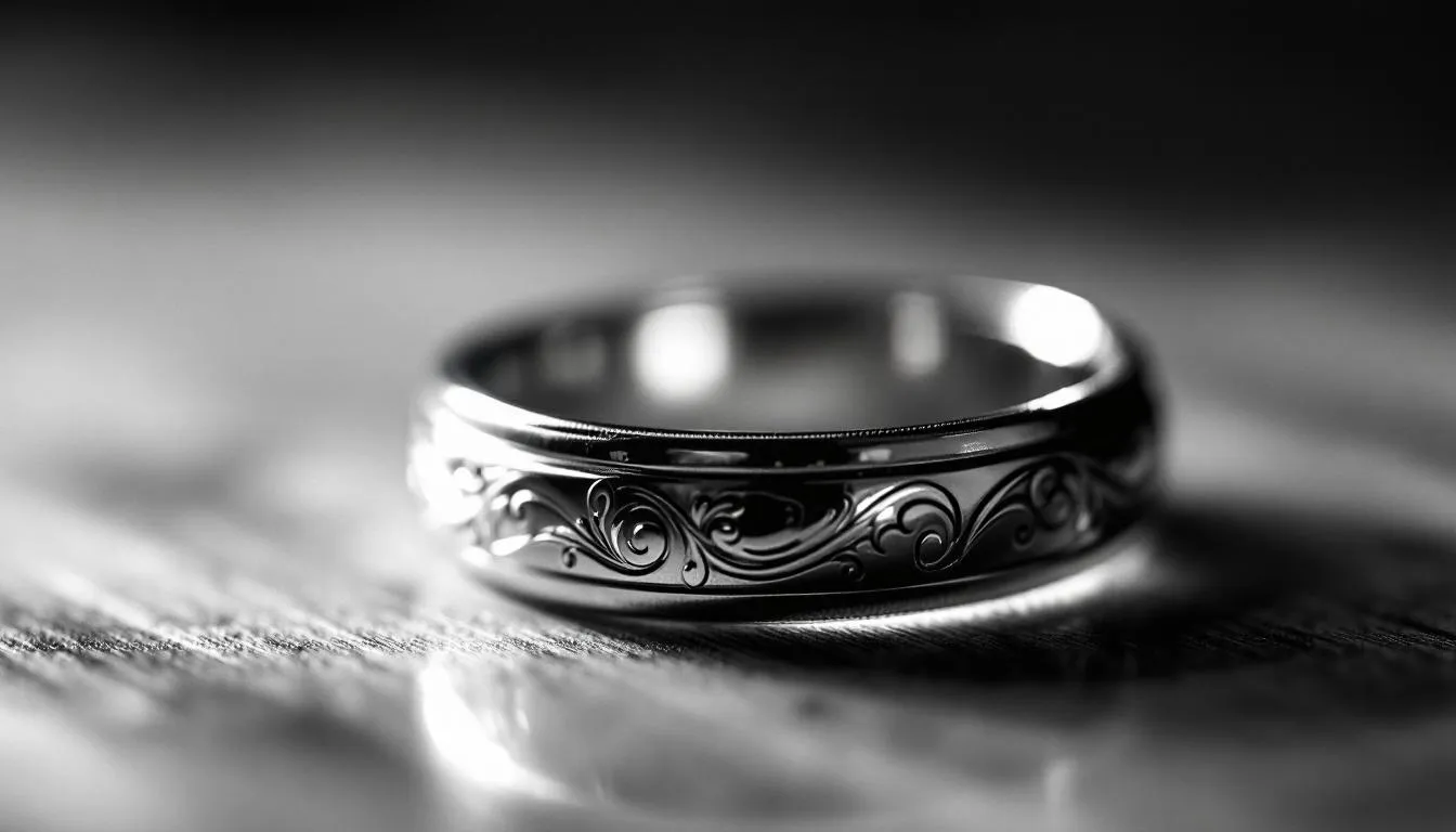 A beautiful silver wedding ring showcasing its allure and shine.