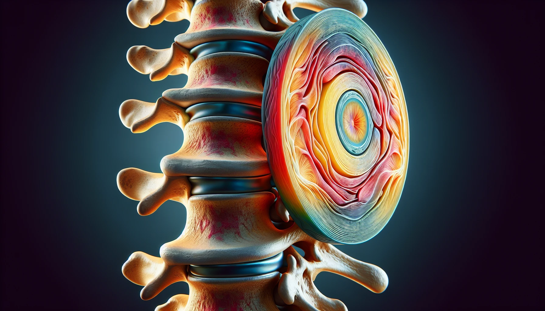 Illustration of a damaged spinal disc