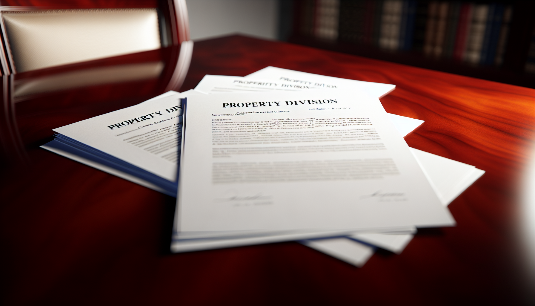 Photo of property division documents symbolizing California's community property laws