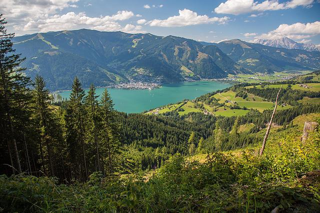 lake, mountains, zell am see, austrian lakes