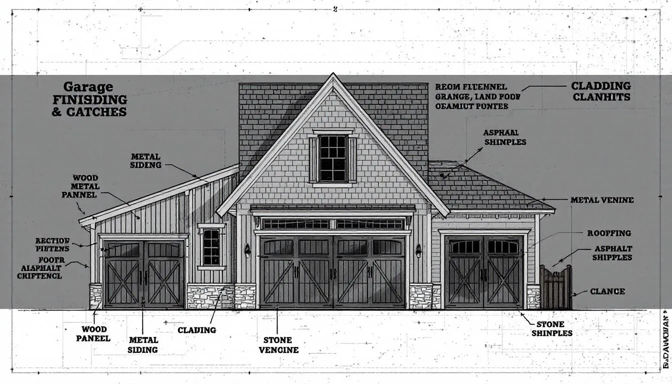 Different cladding and roofing materials for finishing touches on garages.