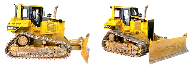 bulldozer, tractor, building