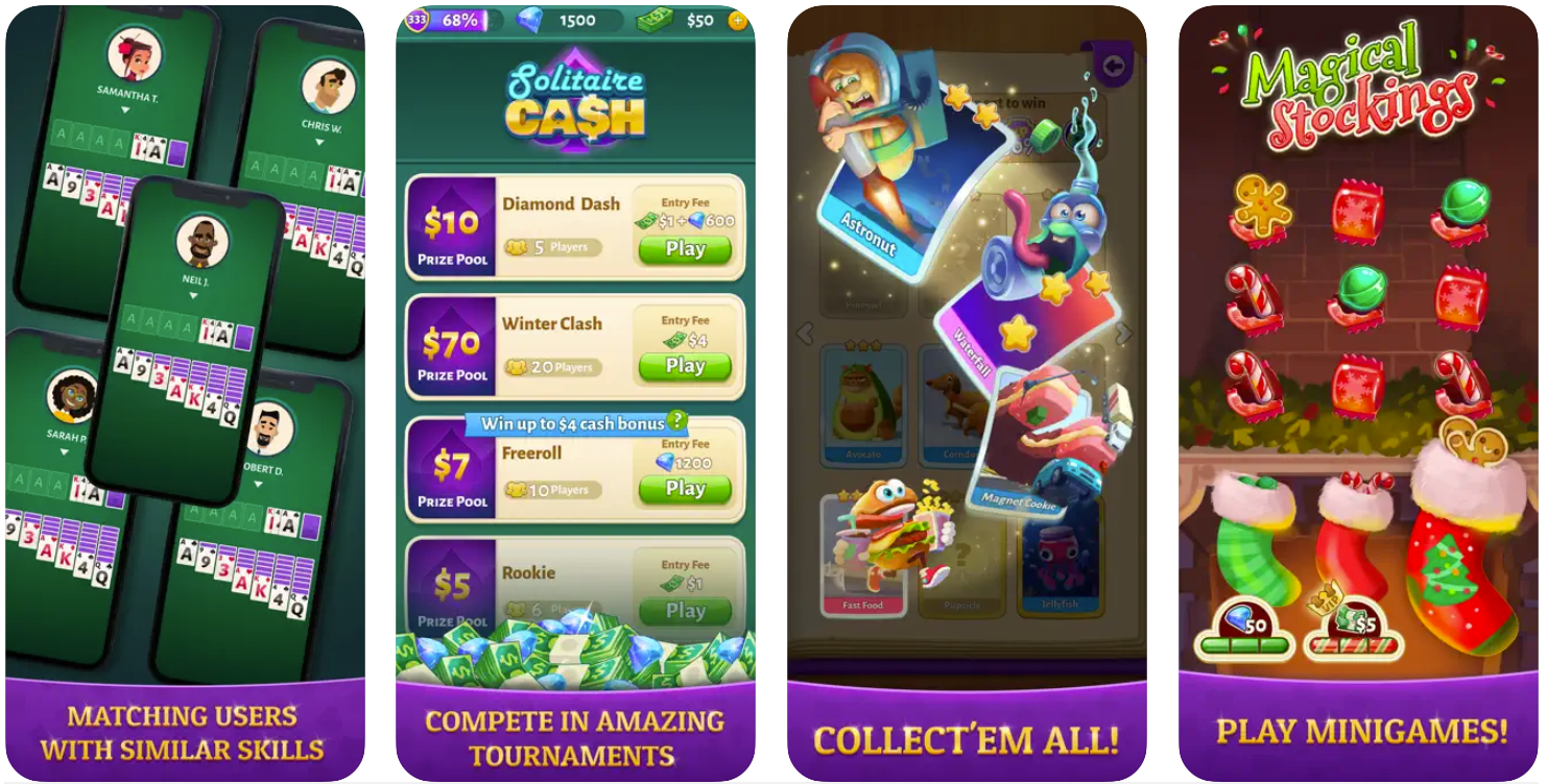 screenshots of solitaire cash in app store
