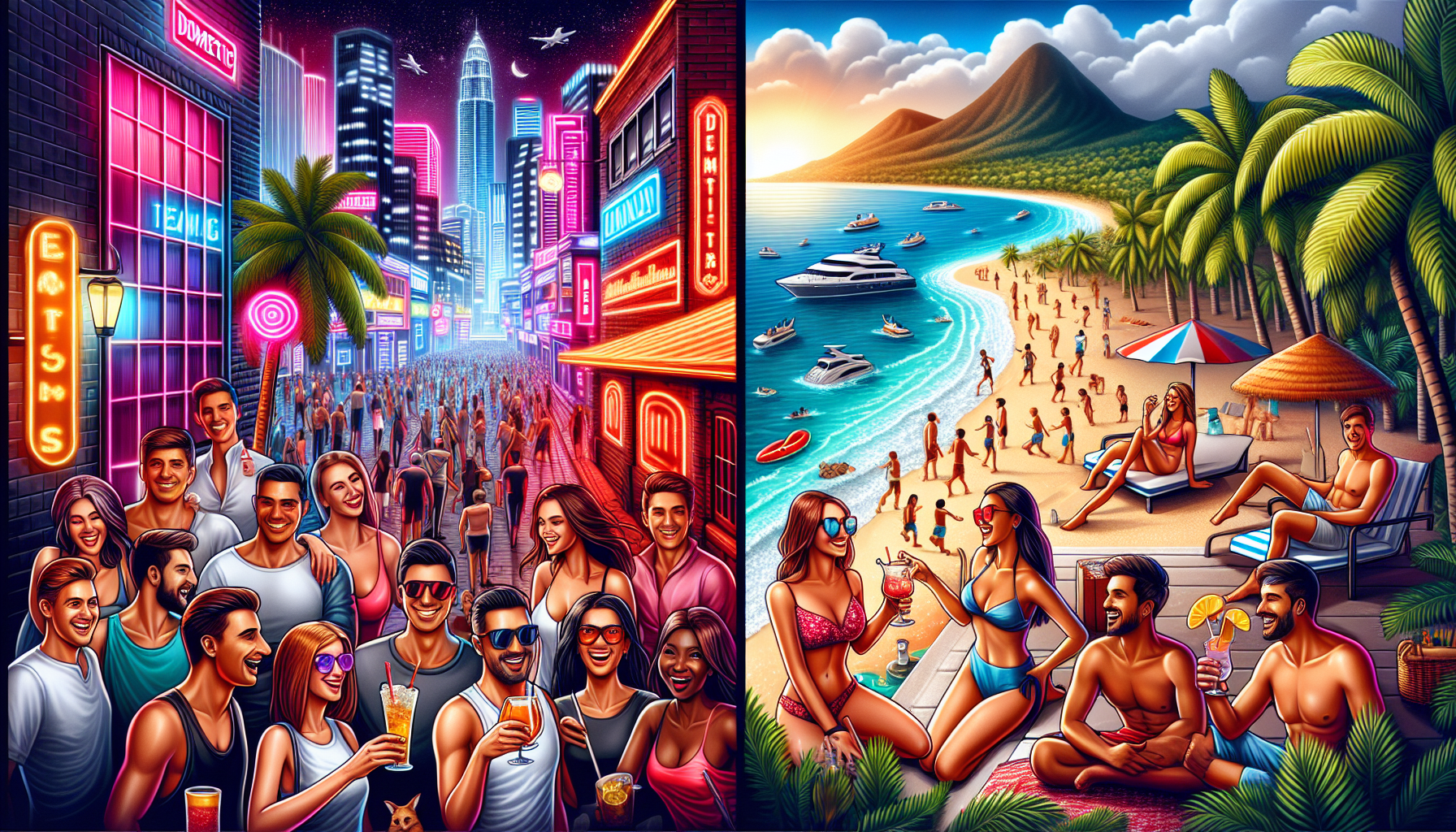 En illustration, der sammenligner indenlandske og internationale destinationer til herreturen.