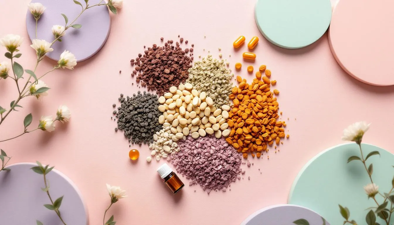 Natural supplements for perimenopause, including herbs and vitamins.