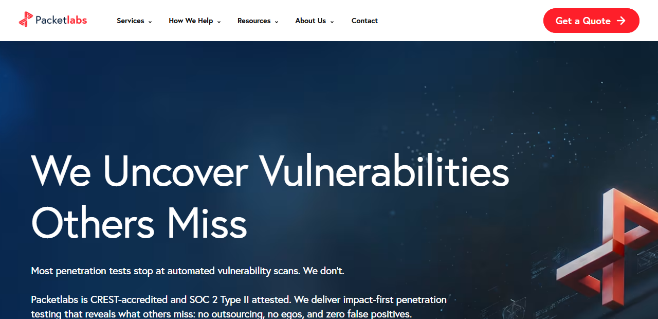 Packetlabs penetration testing homepage