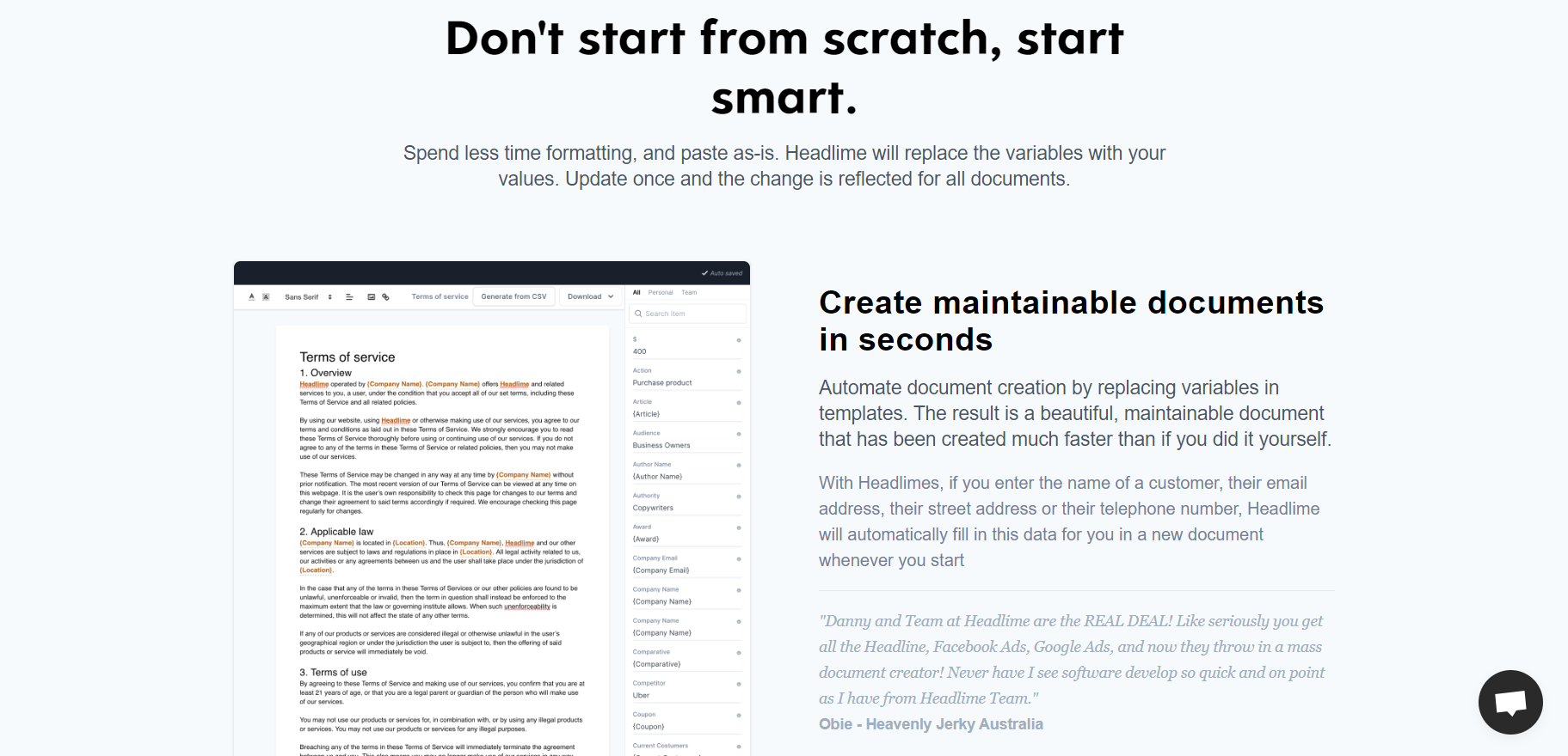 Headlime's Document Generator