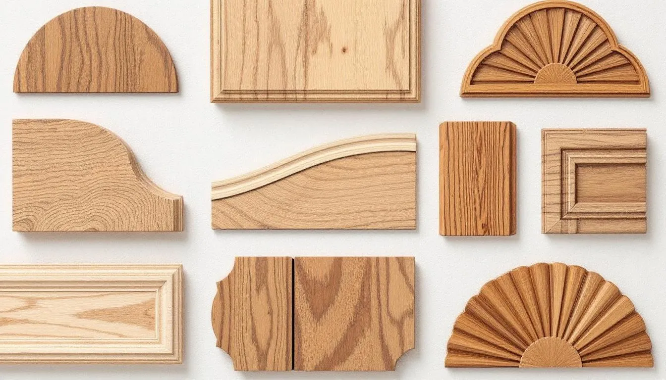 L'image présente différents profils de lambris en bois, mettant en avant la variété des designs disponibles, incluant des options en pin blanc et cèdre. Chaque planche montre des finitions et styles distincts, adaptés pour des murs et plafonds intérieurs, soulignant ainsi la qualité et la durabilité des matériaux.