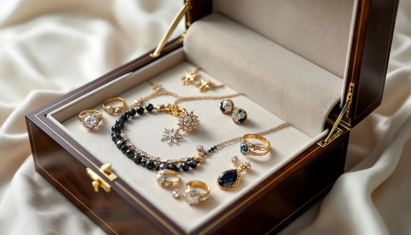 A custom jewelry box filled with handmade jewelry pieces, providing a personal touch.
