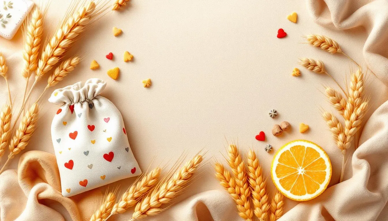 Wheat bags displayed with a cozy backdrop.