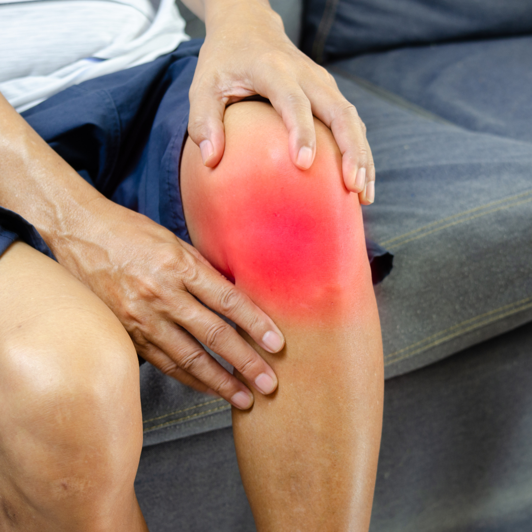 An image of a person experiencing joint pain which may be helped from the sauna and sauna stones.