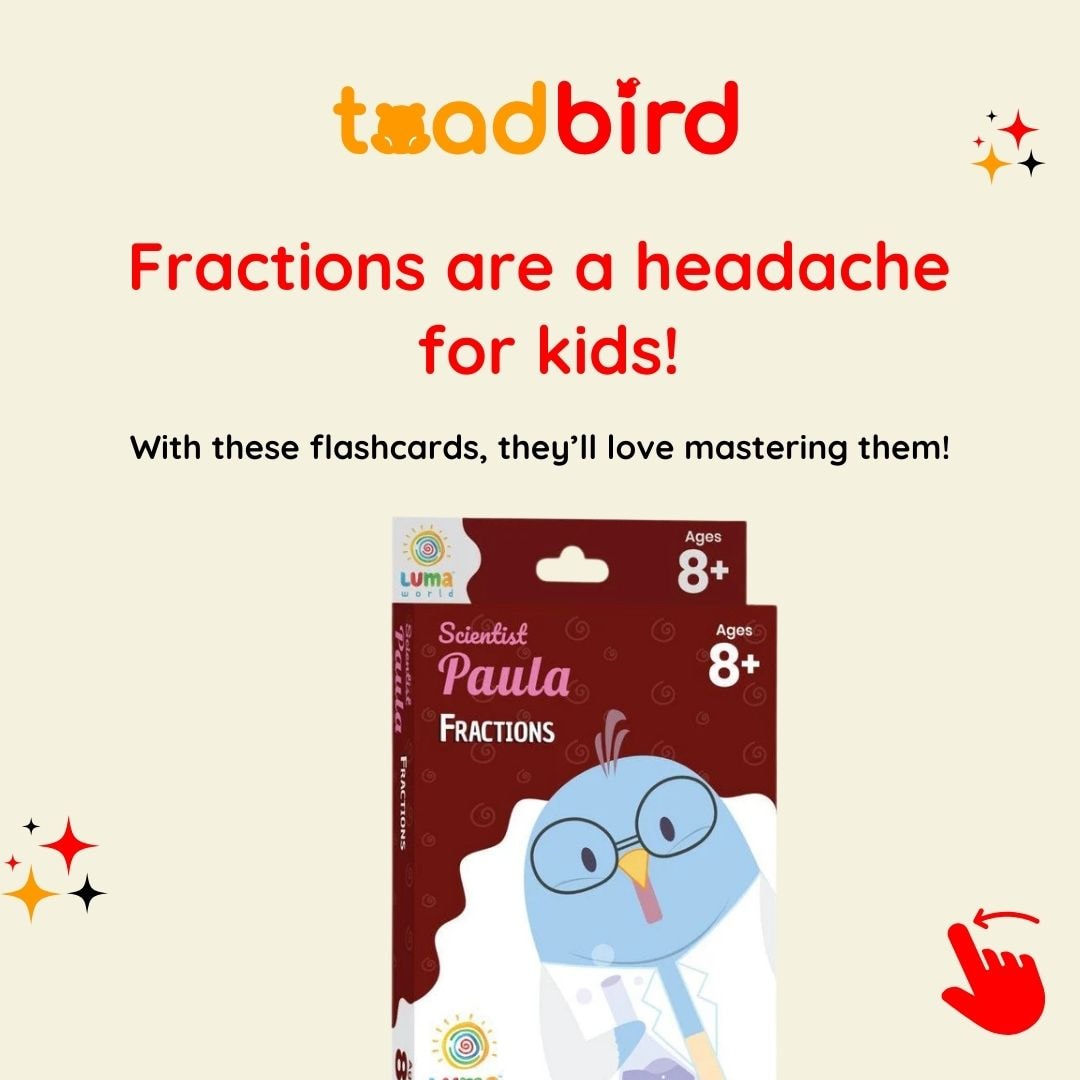 Scientist Paula Flashcards - Fractions - Age 8+