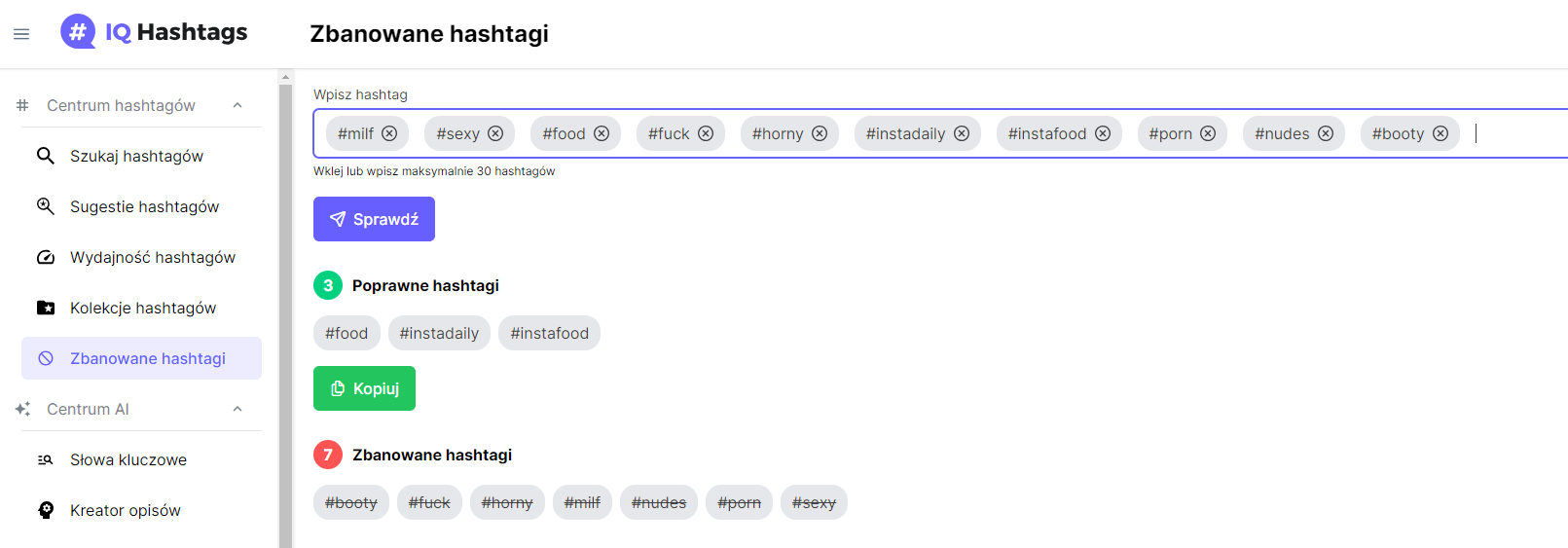 Lista zabronionych hashtagów na Instagramie.