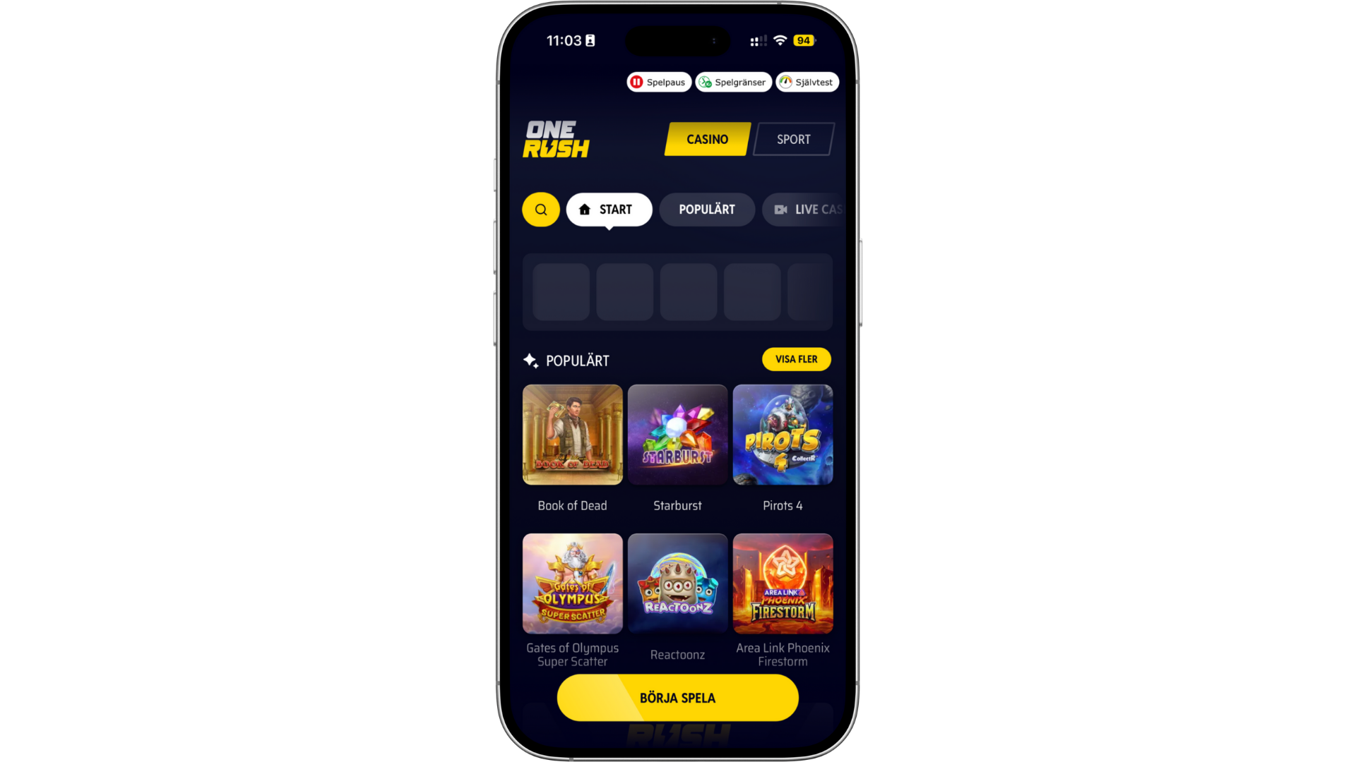 onerush i mobilen - casino med svensk licens från spelinspektionen